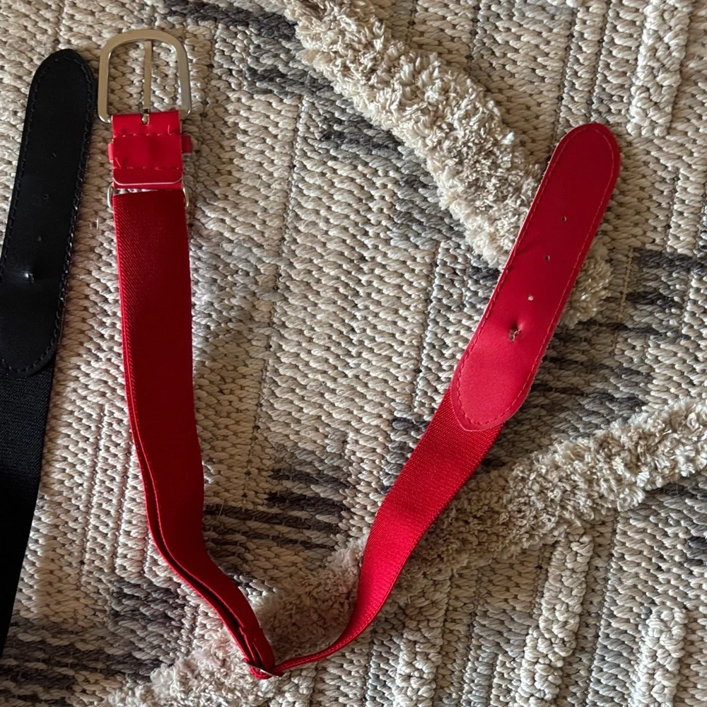 Softball belts Set of Three Adjustable Belts in Red, Black, and White size small